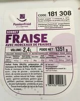 Mängden socker i Sorbet fraise avec morceaux de fraise