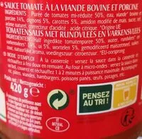 Mängden socker i Sauce bolognaise