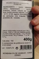 Mängden socker i Dragées amandes avola extra framboise