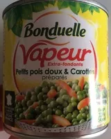 Mängden socker i Petits pois doux et carottes préparés Vapeur