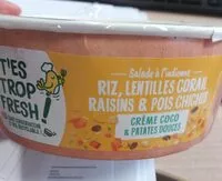 Mängden socker i Salade de riz, lentilles corail, raisins & pois chiches