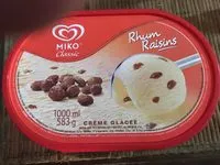 Mängden socker i Crème glacée rhum-raisins