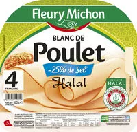 Mängden socker i Blanc de Poulet - 25% de sel* - *par rapport à la moyenne de la catégorie Halal - 4 tr.