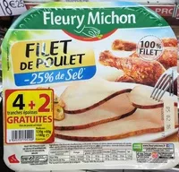 Mängden socker i Filet de poulet (-25% de sel) (4+2 gratuites)