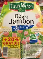 Mängden socker i Dés de Jambon (-25% de sel) (+20% gratuit)