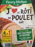 Mängden socker i Le rôti de poulet cuit