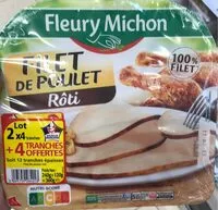 Mängden socker i Filet de poulet rôti les 2 barquettes de 4 tranches 360 g