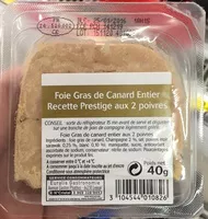 Mängden socker i Foie gras de Canard entier Recette Prestige aux 2 poivres