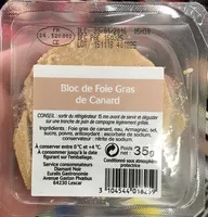 Mängden socker i Bloc de Foie Gras de Canard