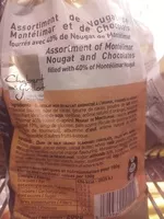 Mängden socker i Assortiments denougats deMontelimar etde chocolats