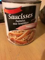 Mängden socker i Saucisses fumées aux lentilles