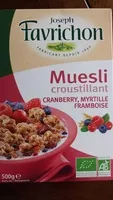 Mängden socker i Muesli croustillant cranberry, myrtille, framboise