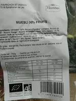 Mängden socker i Muesli 30% fruits bio