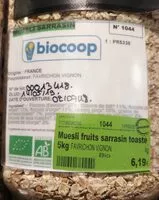 Mängden socker i Muesli fruits sarrasin toasté