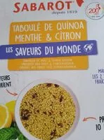 Mängden socker i Taboule de quinoa menthe citron