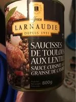 Mängden socker i Saucisses de Toulouse aux lentilles sauce cuisinée à la graisse de canard