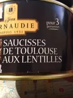 Mängden socker i Saucisses de Toulouse aux lentilles