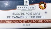 Mängden socker i Bloc de foie gras de canard a l'armagnac et au poivre doux