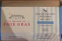 Mängden socker i Bloc de foie gras de canard mi-cuit