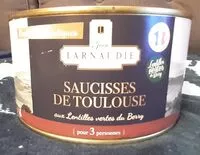 Mängden socker i Saucisses de Toulouses aux lentilles