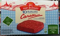 Mängden socker i 10 Burgers Carson surgelés (15% MG)