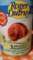 Mängden socker i Dutruy, Escargots de bourgogne 5 douzaines, la boite