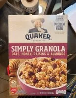 Mängden socker i Simply Granola Oats, Honey, Raisins & Almonds