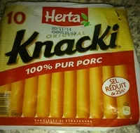 Mängden socker i 10 Original Knacki, 100 % Pur Porc (Sel Réduit de 25 %)
