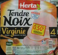 Mängden socker i Tendre Noix, Virginie Fumé & Adouci au miel (4 Tranches)