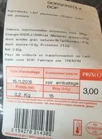 Mängden socker i Gorgonzola DOP