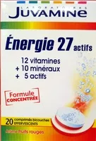 Mängden socker i Juvamine Energie 27 actifs Arôme fruits rouges