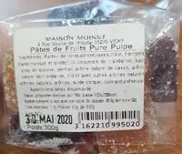 Mängden socker i Pâtes de fruits maison Moinet