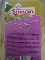 Mängden socker i Tartinable de poulet sauce curry
