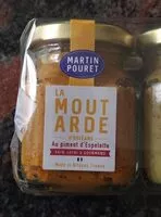 Mängden socker i Moutard MARTIN POURET au piment d'Espelette