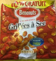 Mängden socker i Bénénuts Cacahuètes grillées à sec 320 g + 10% offert
