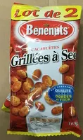 Mängden socker i Bénénuts Cacahuètes grillées à sec lot de 2 x 163 g