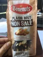 Mängden socker i Bénénuts Plaisir brut 3 noix & raisins cajous, amandes, noix du Brésil