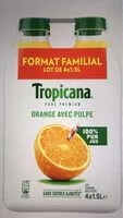 Mängden socker i Tropicana 100% oranges pressées avec pulpe lot de 4 x 1,5 L