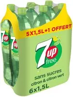 Mängden socker i 7UP Free saveur citron & citron vert 5 x 1,5 L + 1 offerte