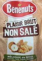 Mängden socker i Bénénuts Plaisir brut Mélange de noix amandes, noix, cajous, noisettes