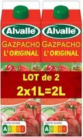 Mängden socker i Alvalle Gazpacho l'original lot de 2 x 1 L