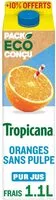 Mängden socker i Tropicana Pure premium oranges pressées sans pulpe 1 L +10% offerts