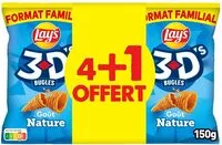 Mängden socker i Lay's 3D's Bugles goût nature format familial 4 x 150 g + 1 offert