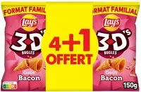 Mängden socker i Lay's 3D's Bugles goût bacon lot de 4 x 150 g + 1 offert