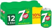 Mängden socker i 7UP saveur citron & citron vert 10% offert 12 x 33 cl