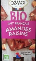 Mängden socker i Chocolat lait français Amandes raisins