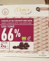 Mängden socker i Chocolat de couverture noir 66%