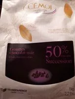 Mängden socker i Gouttes de chocolat noir 50%