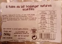 Mängden socker i 6 pains au lait boulanger natures scarifiés