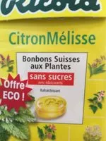 Mängden socker i Bonbon suisse aux plantes sans sucre citron melisse
